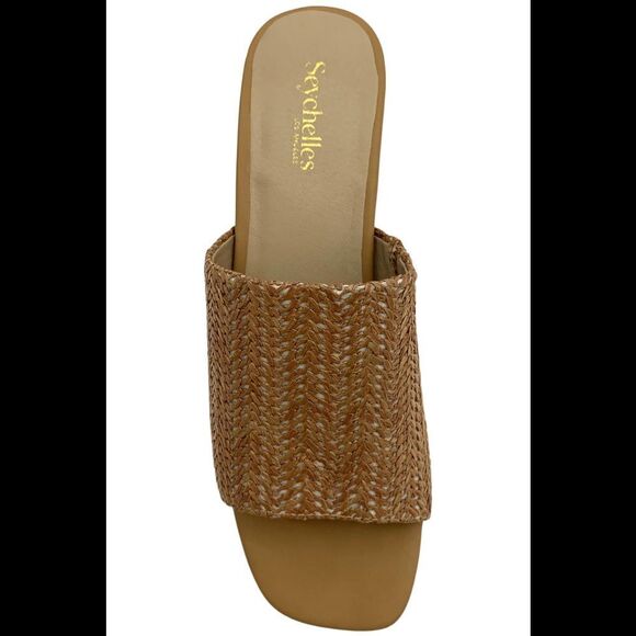 Seychelles Women's Raffia Block Heel Mules Pepper Tan Raffia - Medium - Picture 2 of 3
